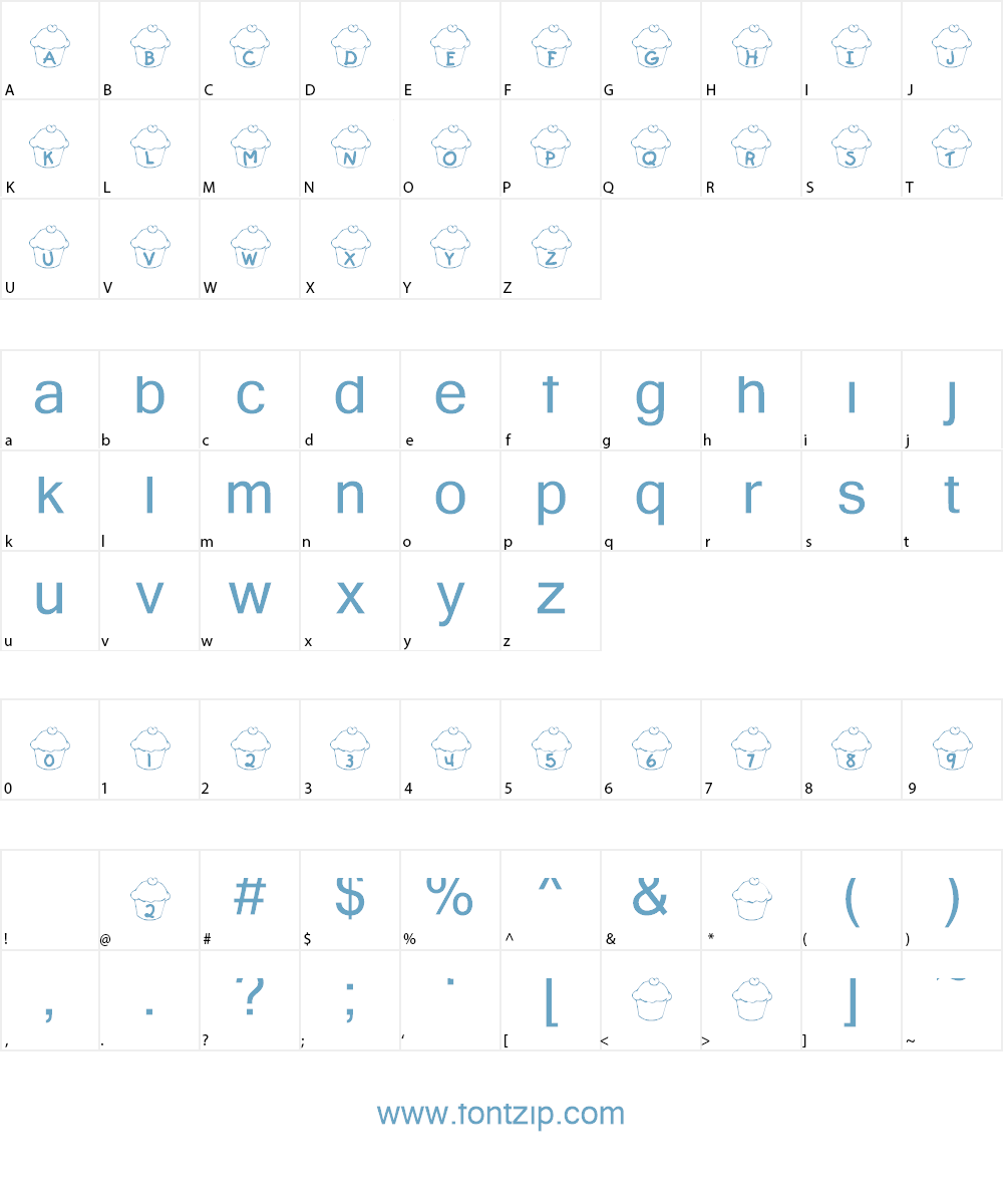KR Cupcake Font Character